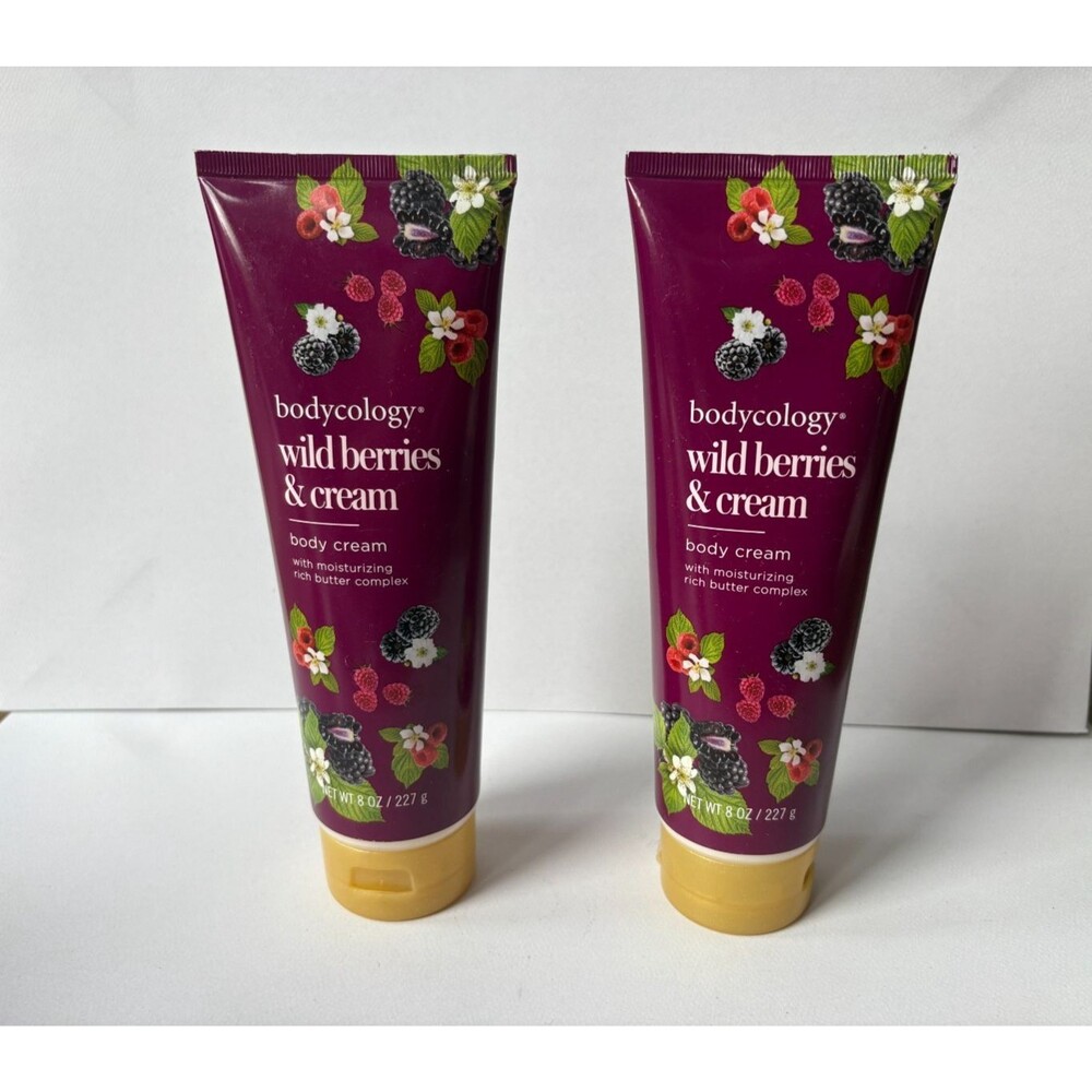 Bodycology Wild Berries & Cream Body Cream 8 oz Lot of 2 Discontinued New